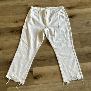 NWT Anthropologie Pistola White Distressed Cropped Denim Jeans Size 32